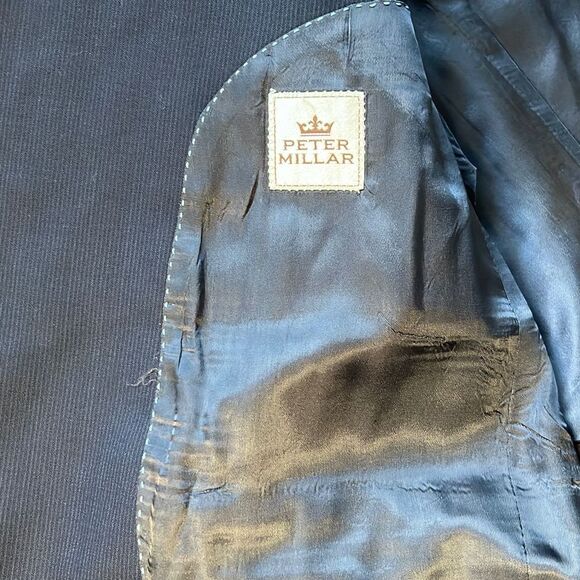 Peter Millar Suit Jacket Blazer Sport Coat Mens 44T Wool Navy - Picture 4 of 16